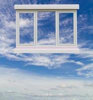 White window floating in the sky. photo