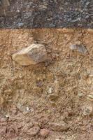 Surface of the gravel section under the paved road. photo