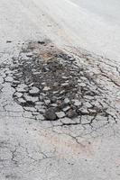 Background asphalt road surface crack. photo