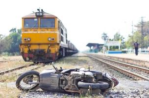 Motorcycles overturned train. photo