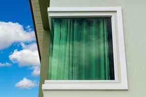 Green glass window corner. photo