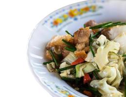 Stir Fried Pork with Cauliflower. photo