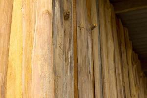 Old wooden wall angles. photo