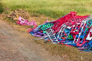 Colorful rubber scrap heap. photo