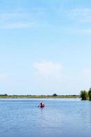 Boating lake flooded rice fields. photo