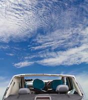 Windshield broken cloud sky. photo