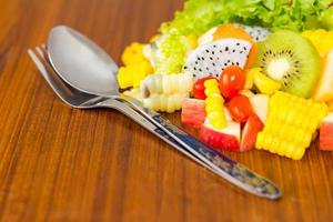 Salad with organic fruit. photo