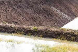 Close earthen ponds. photo