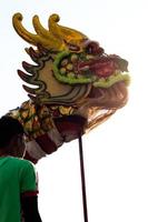 Isolated close-Dragon dance. photo