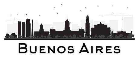 Buenos Aires skyline black and white silhouette. vector