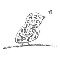 Bird with musical notes inside. Isolated on white background vector