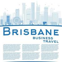 Outline Brisbane skyline with blue building and copy space vector