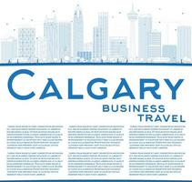 Outline Calgary Skyline with Blue Buildings and Copy Space. vector