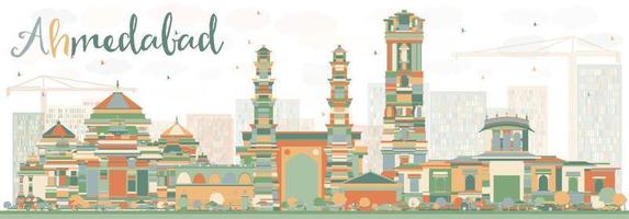 Abstract Ahmedabad Skyline with Color Buildings. vector