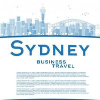 Outline Sydney City skyline with skyscrapers and copy space vector