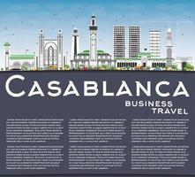 Casablanca Skyline with Gray Buildings, Blue Sky and Copy Space. vector