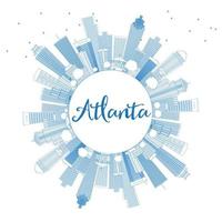 Outline Atlanta Skyline with Blue Buildings and Copy Space. vector