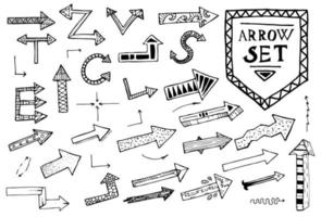 Hand drawn arrow icons set on white background. vector