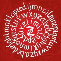 Abstract round lettering on red gradient background with texture. vector