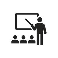 illustrations of mentoring, teaching, and education as well as presentations in meetings, solid icons, glyphs, silhouettes. vector