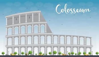 Colosseum in Rome with blue sky. Italy. Vector illustration.