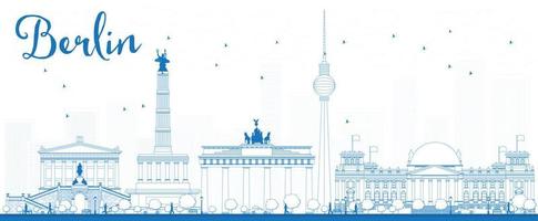 Outline Berlin skyline with blue building vector