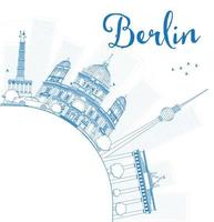 Berlin skyline with blue building and copy space. vector