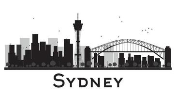 Sydney City skyline black and white silhouette vector