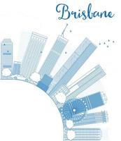 Outline Brisbane skyline with blue building and copy space vector