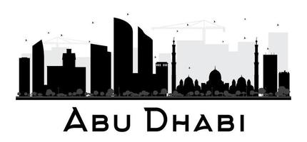 silueta en blanco y negro del horizonte de la ciudad de abu dhabi. vector