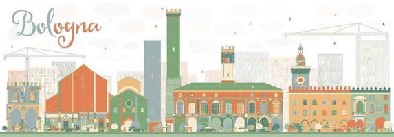 Abstract Bologna Skyline with Color Landmarks. vector