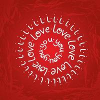 Valentines day round lettering on red gradient background with texture. vector