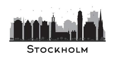 Stockholm skyline black and white silhouette. vector