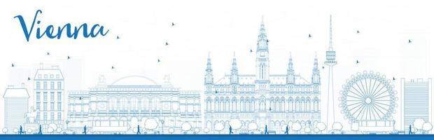 Outline Vienna Skyline with Blue Buildings. vector