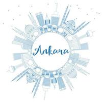 Outline Ankara Skyline with Blue Buildings and Copy Space. vector