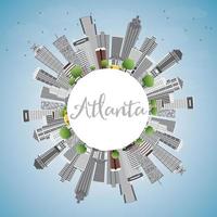 Atlanta Skyline with Gray Buildings, Blue Sky and Copy Space. vector