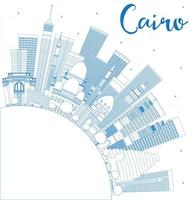 Outline Cairo Skyline with Blue Buildings and Copy Space. vector