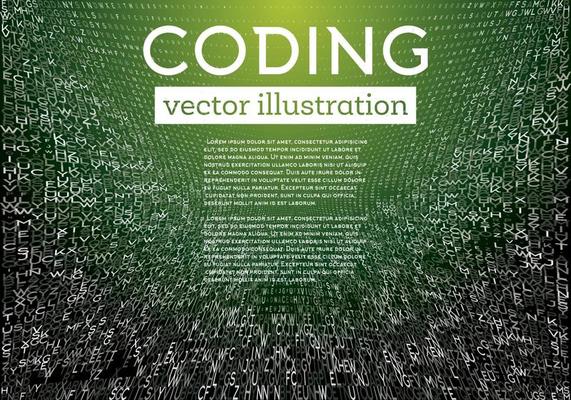 Abstract Green Technology Background with Different Letters.