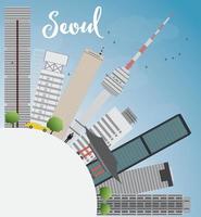 Seoul skyline with grey building, blue sky and copy space vector