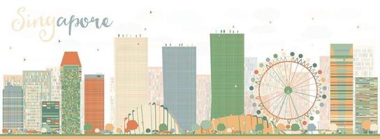 Abstract Singapore skyline with color landmarks. vector