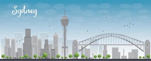 horizonte de la ciudad de Sydney con cielo azul y rascacielos vector