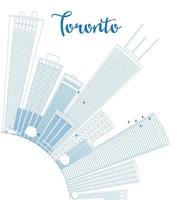 Outline Toronto skyline with blue buildings and copy space. vector