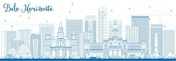 Outline Belo Horizonte Skyline with Blue Buildings. vector