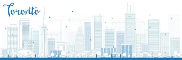 delinear el horizonte de toronto con edificios azules vector