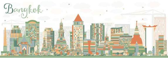 Abstract Bangkok Skyline with Color Landmarks. vector