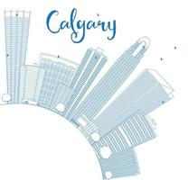 Outline Calgary Skyline with Blue Buildings and Copy Space. vector