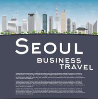 Seoul skyline with grey building, blue sky and copy space vector