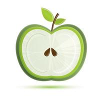 manzana verde aislada sobre fondo blanco. vector