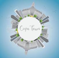 Cape town skyline with grey buildings, blue sky and copy space. vector