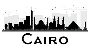 Cairo City skyline black and white silhouette.